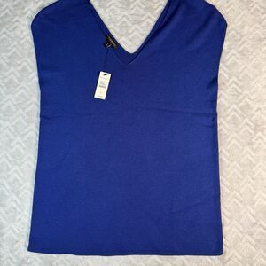 Talbots Vest Tank Top Womens Small Blue V-Neck Sleeveless Lightweight NWT
